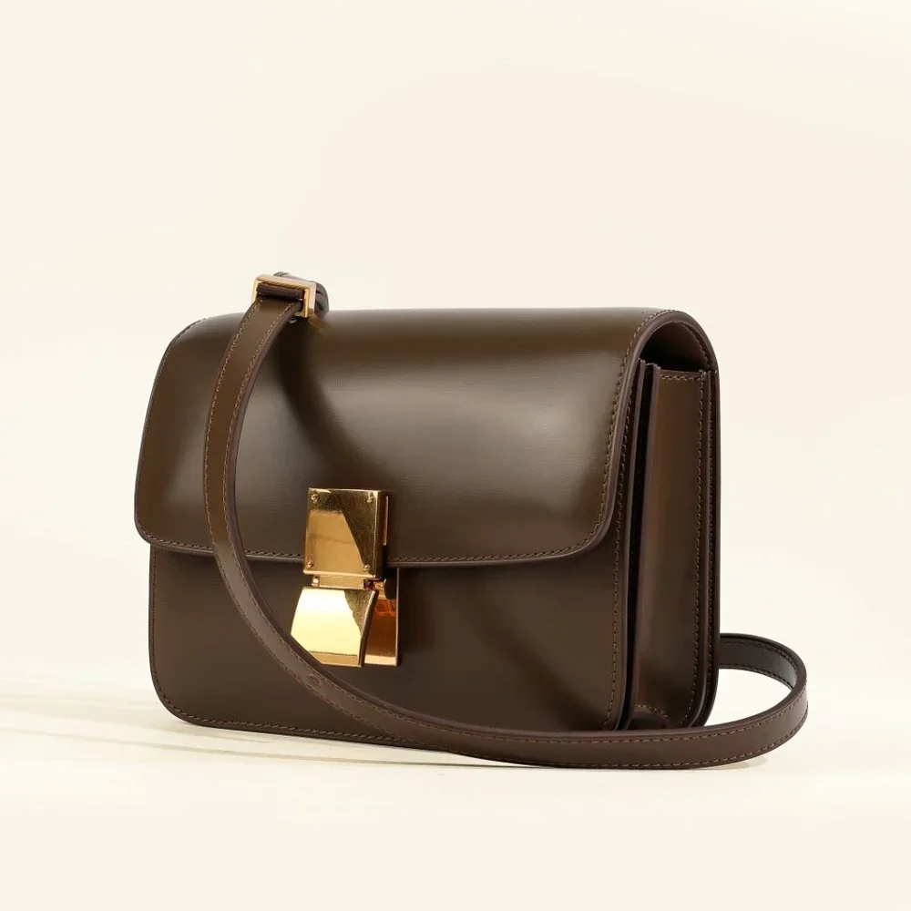 Italian Calfskin Leather Bag, Designer Bag, Italian Leather Box Bag - Picture 2 of 9